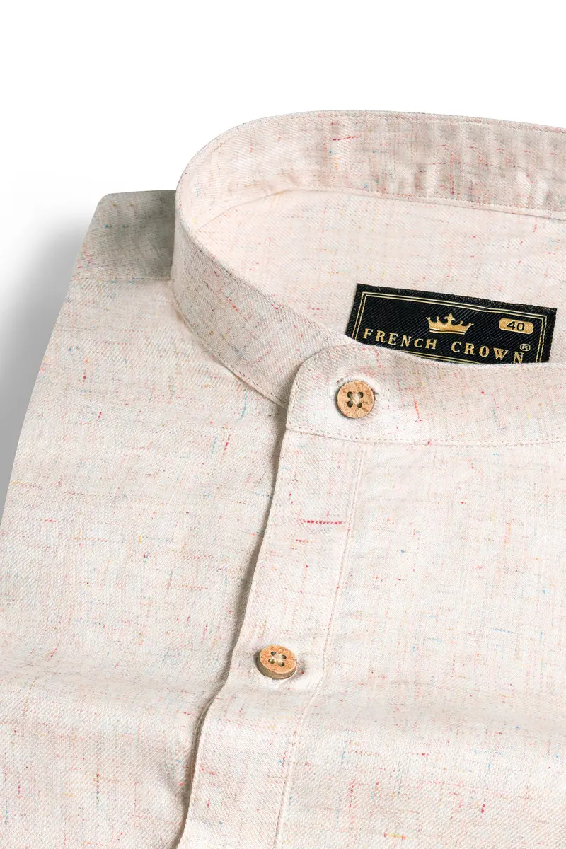 Parchment Brown Chambray Designer Kurta Shirt 4