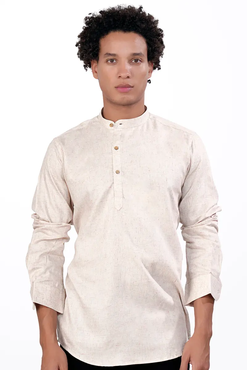 Parchment Brown Chambray Designer Kurta Shirt 5