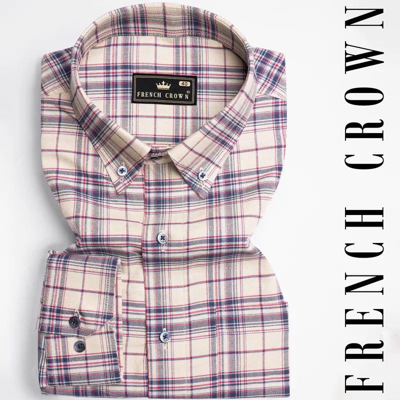 Parchment Brown Plaid Royal Oxford Button Down Shirt 1