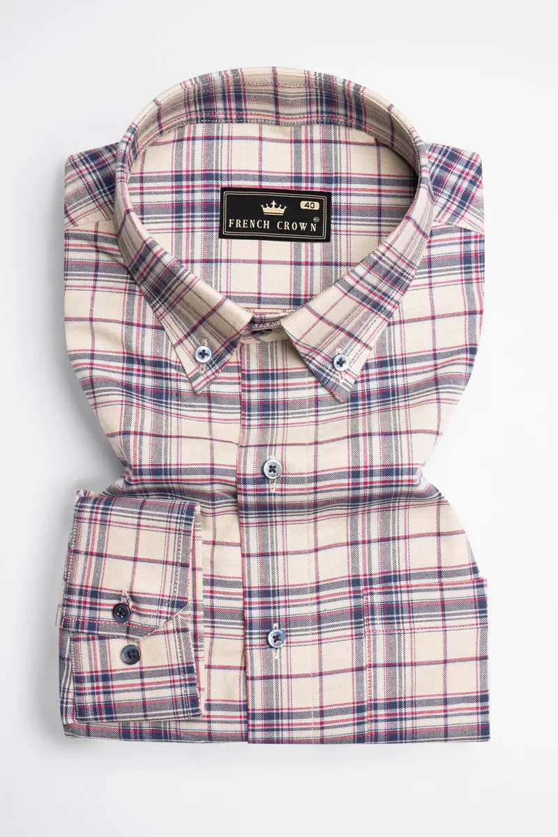 Parchment Brown Plaid Royal Oxford Button Down Shirt 4