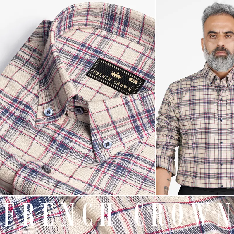 Parchment Brown Plaid Royal Oxford Button Down Shirt 5