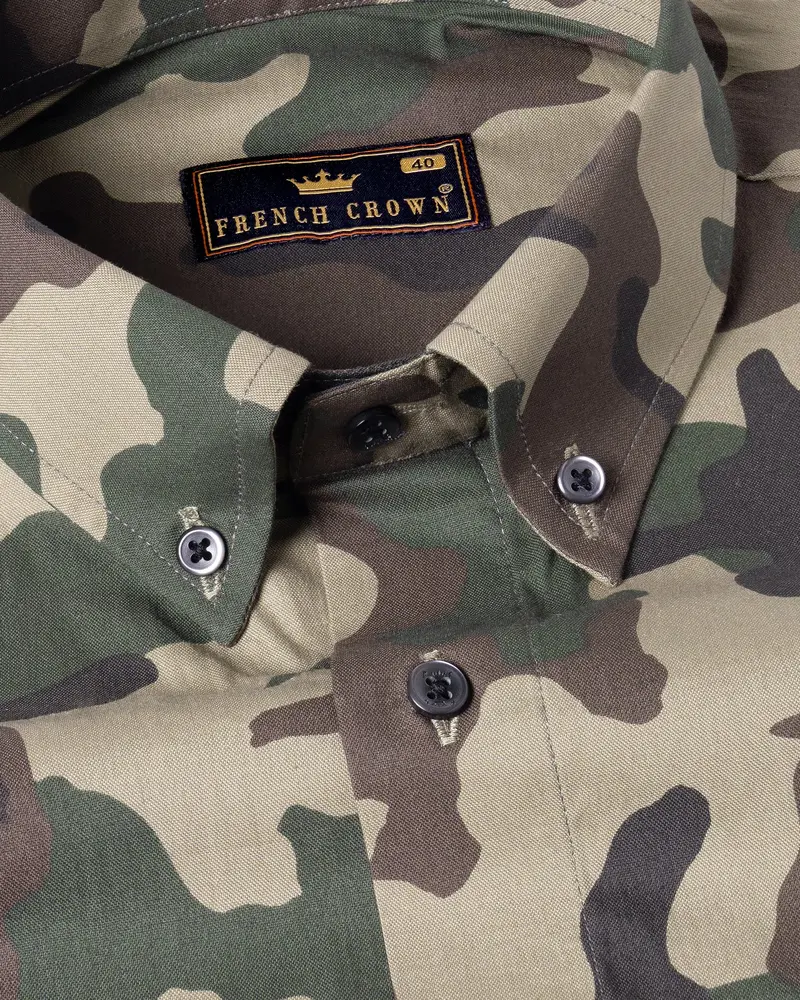 Parchment Camouflage Military Print Royal Oxford Shirt 1