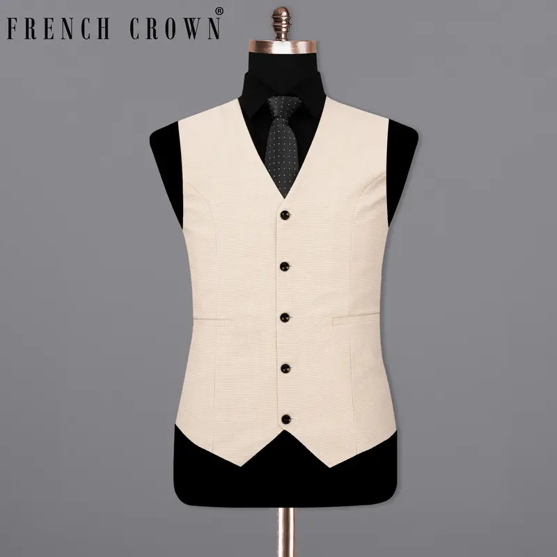 Parchment Cream Houndstooth Waistcoat 1