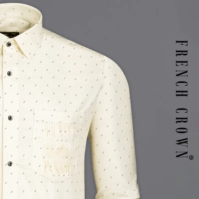 Parchment Cream With Black Textured Royal Oxford Shirt 1