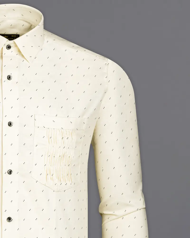 Parchment Cream With Black Textured Royal Oxford Shirt 2