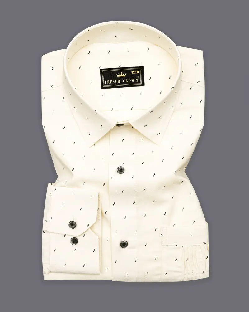 Parchment Cream With Black Textured Royal Oxford Shirt 5