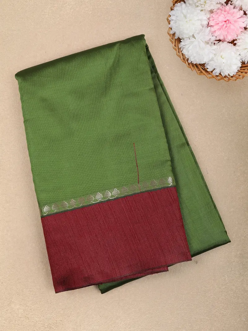 Parrot Green Solid Design Soft Silk Fancy Wear Saree 1