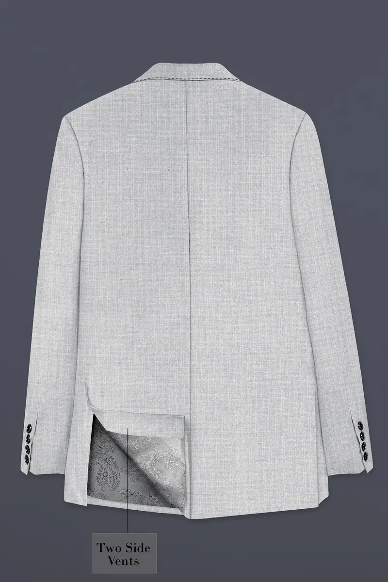 Pastel Gray Textured Wool Blend Double Breasted Sports Blazer 8
