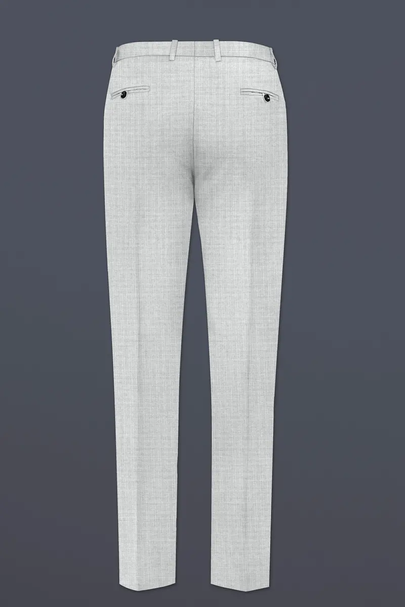 Pastel Gray Textured Wool Blend Double Breasted Sports Suit 13