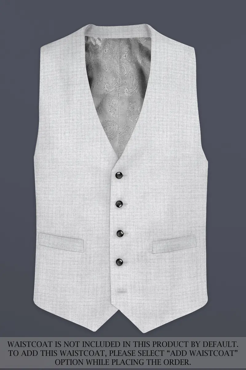 Pastel Gray Textured Wool Blend Double Breasted Sports Suit 16