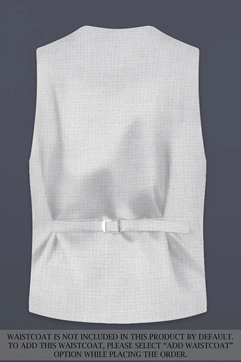 Pastel Gray Textured Wool Blend Double Breasted Sports Suit 17