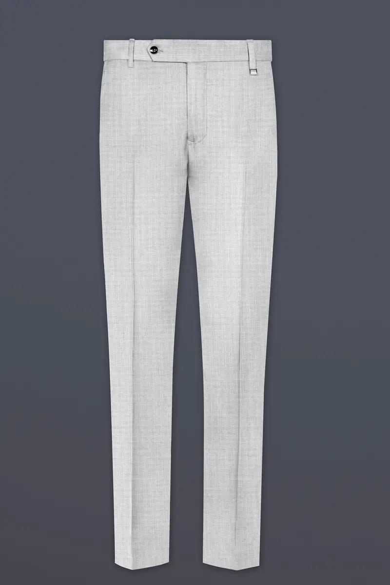Pastel Gray Textured Wool Blend Double Breasted Suit 12
