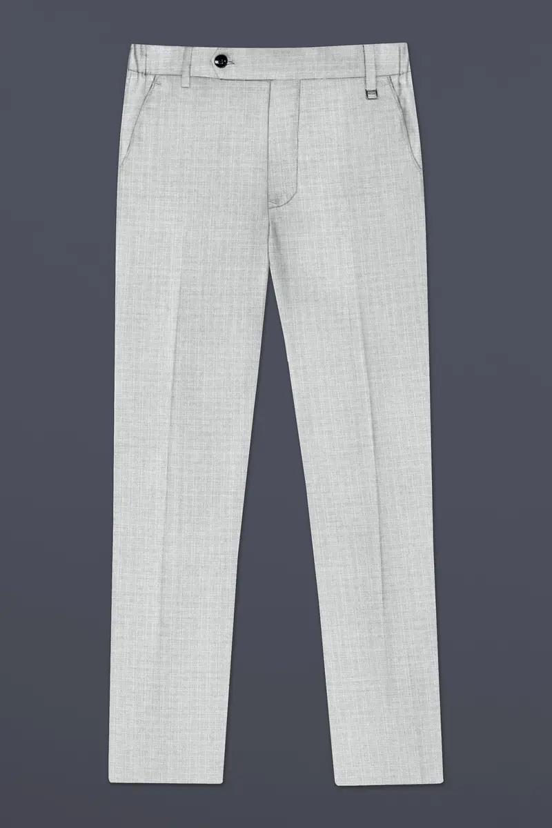 Pastel Gray Textured Wool Blend Double Breasted Suit 15