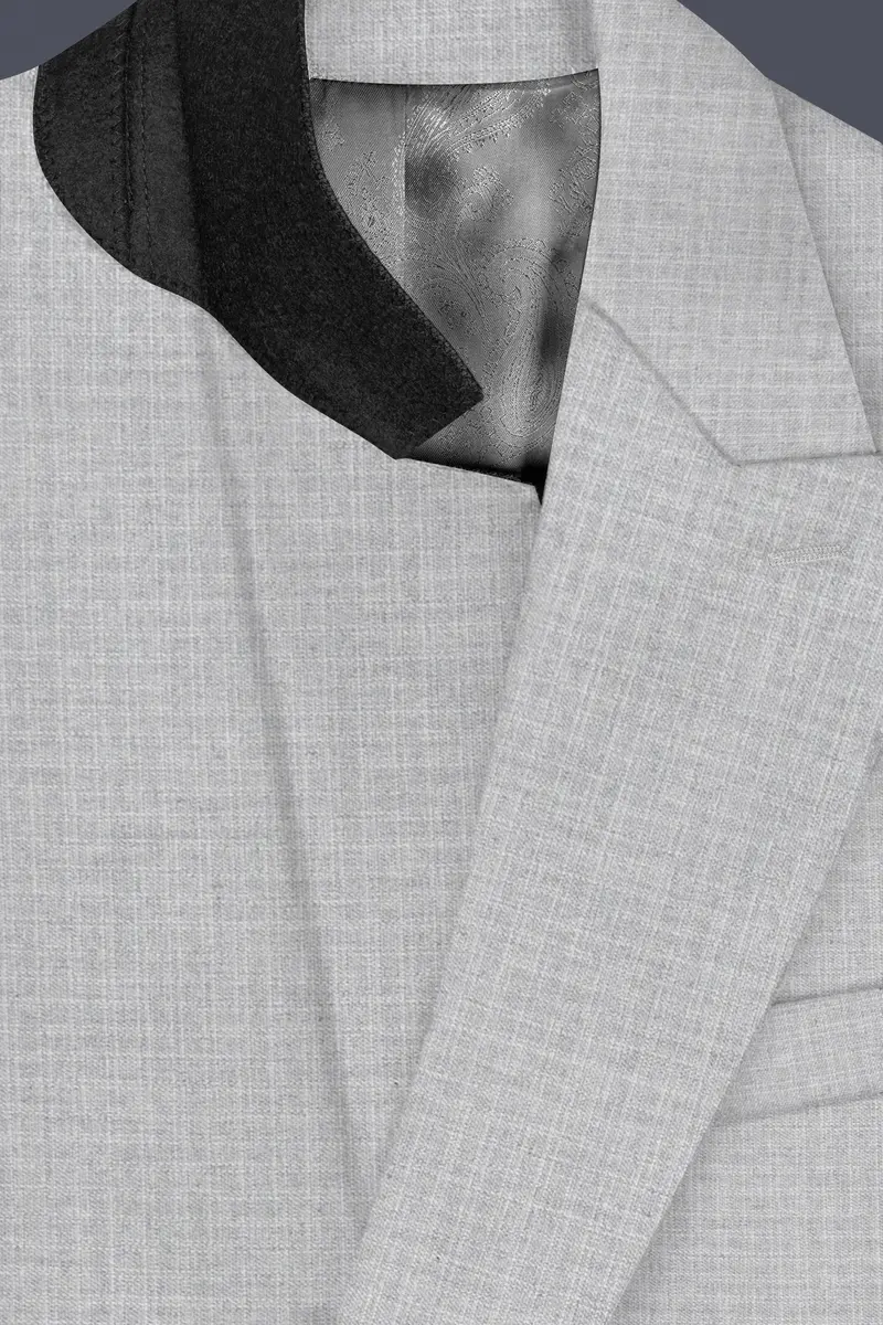 Pastel Gray Textured Wool Blend Double Breasted Suit 4