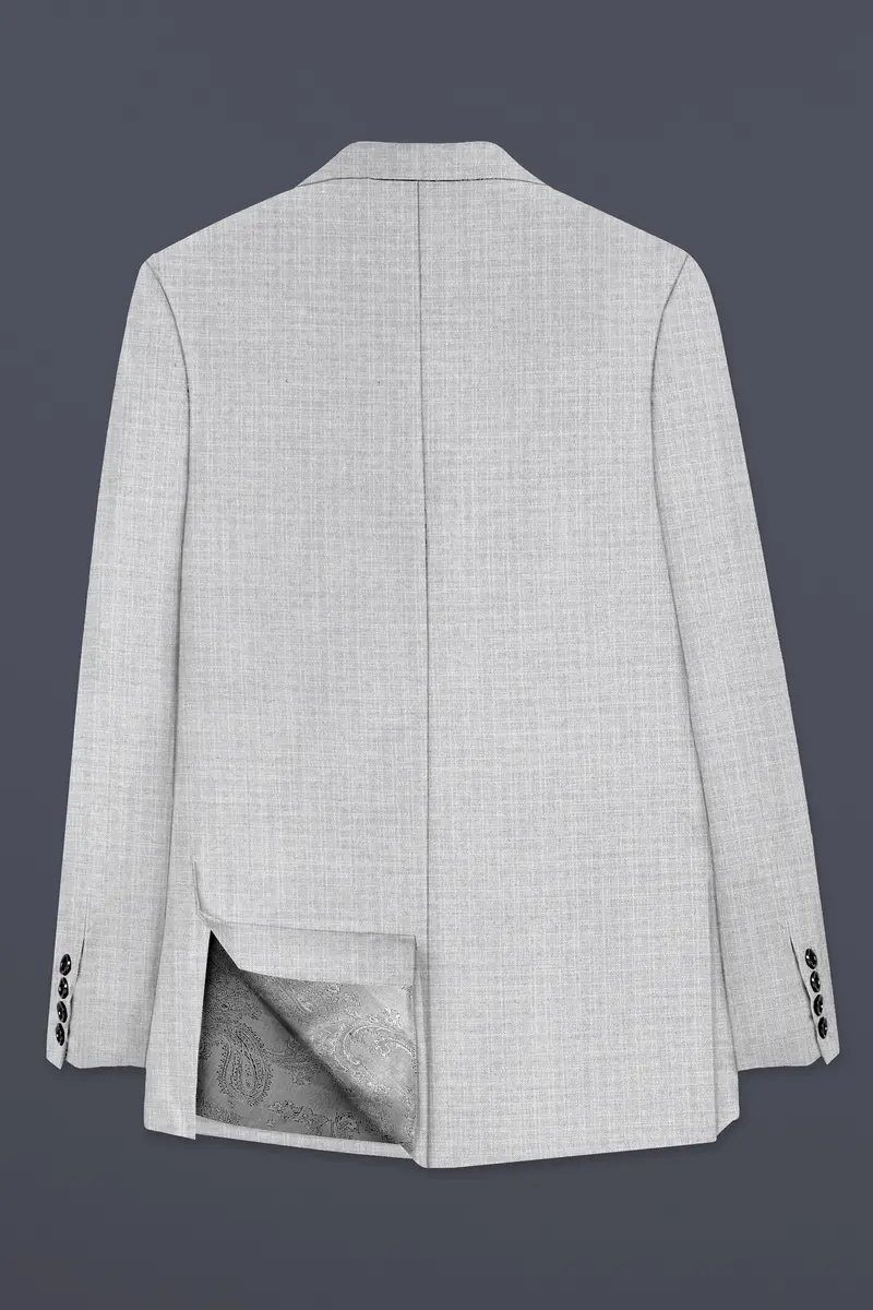Pastel Gray Textured Wool Blend Double Breasted Suit 8
