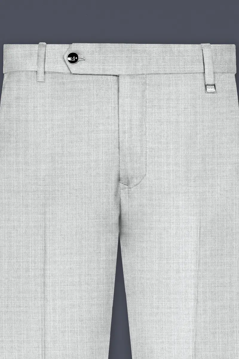 Pastel Gray Textured Wool Blend Pant 4