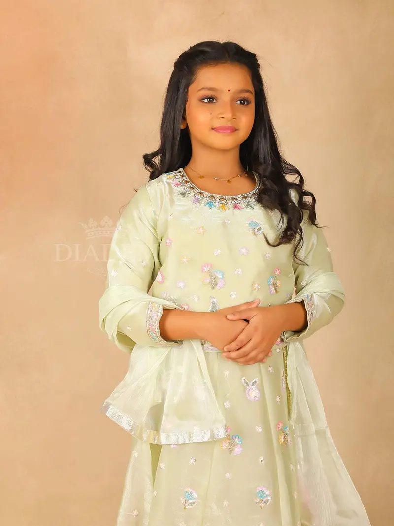 Pastel Green Floral Designed Lehenga 2