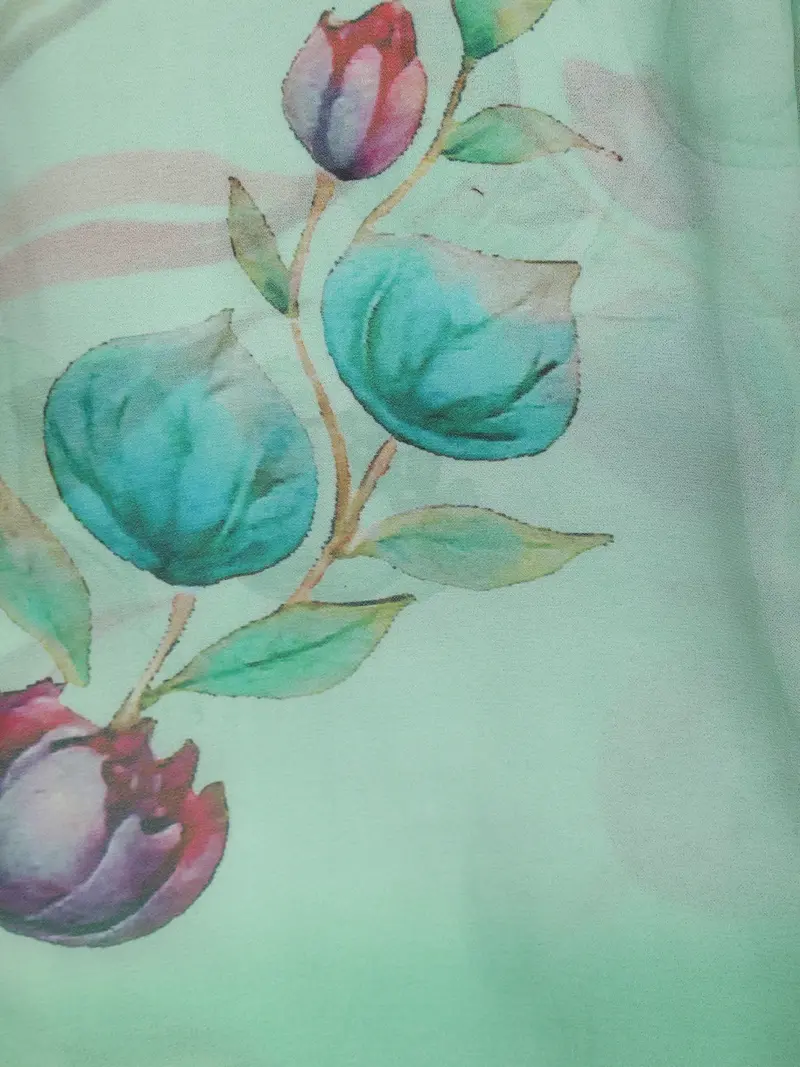 Pastel Mint Green Minimal Floral Printed Chiffon Saree 2