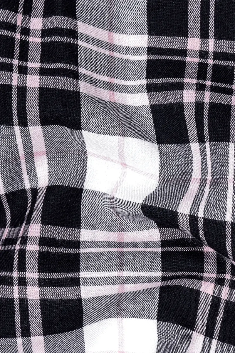 Pastel Pink And Black Plaid Flannel Shirt 2