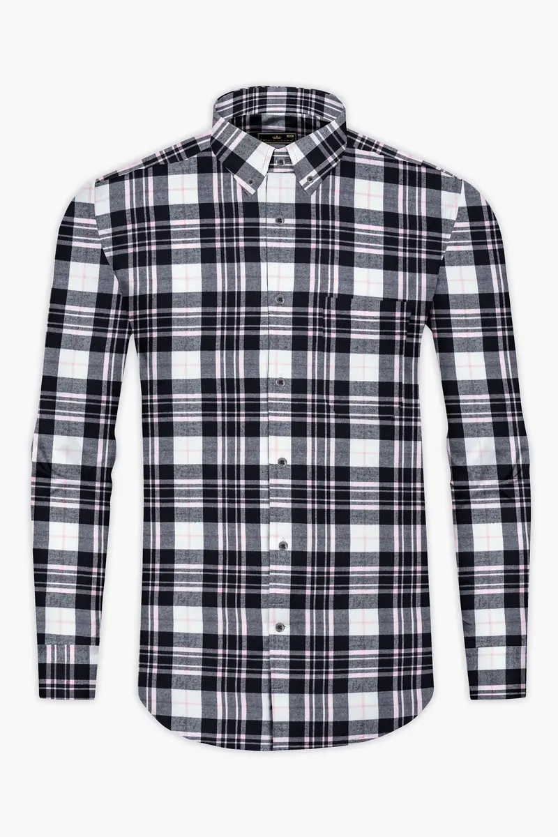Pastel Pink And Black Plaid Flannel Shirt 4