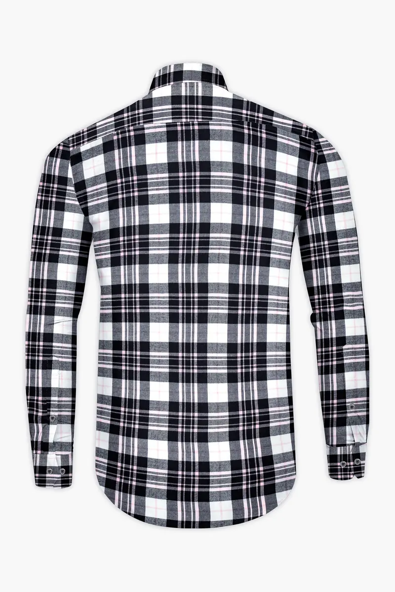 Pastel Pink And Black Plaid Flannel Shirt 5
