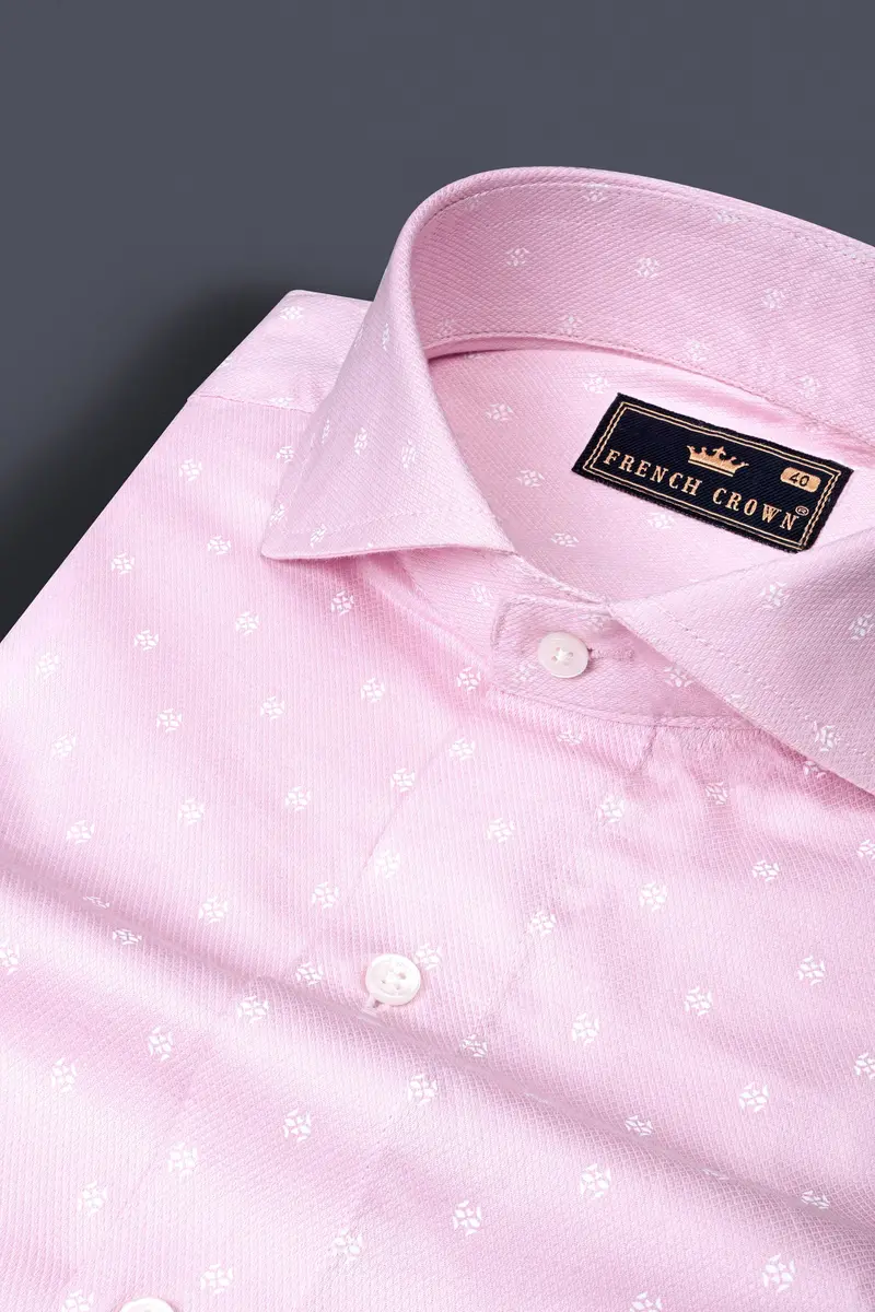 Pastel Pink Dobby Textured Premium Giza Cotton Shirt 1