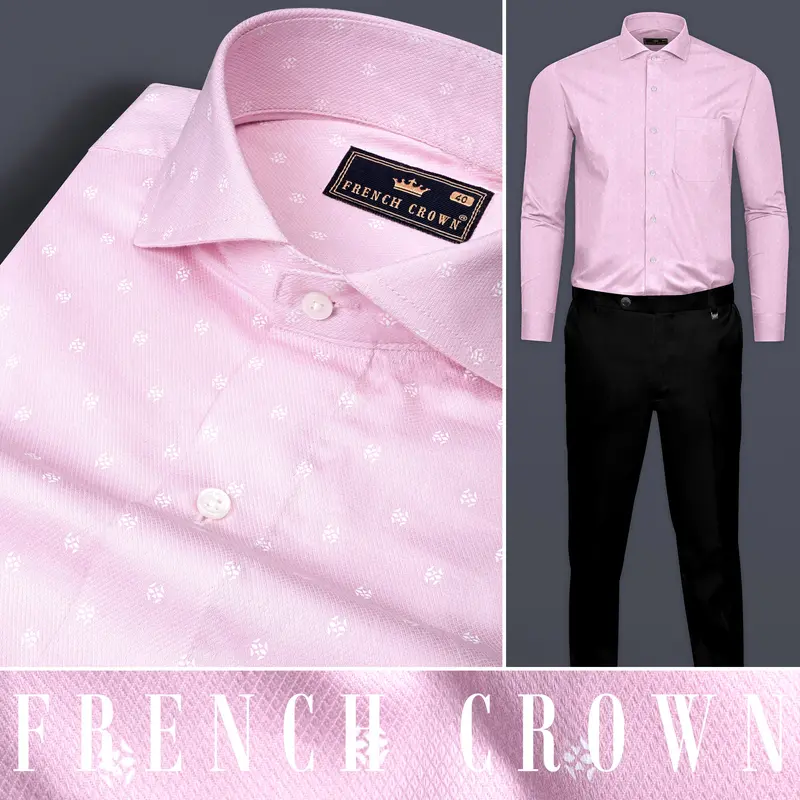 Pastel Pink Dobby Textured Premium Giza Cotton Shirt 10