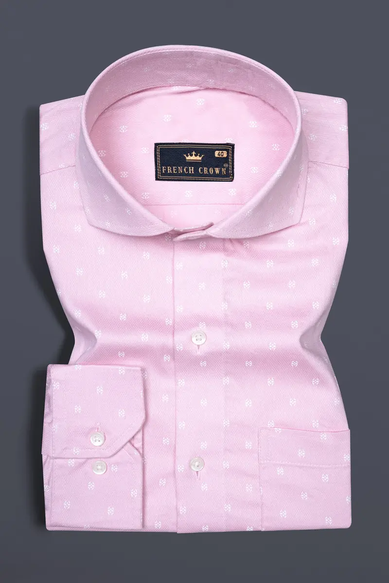 Pastel Pink Dobby Textured Premium Giza Cotton Shirt 3