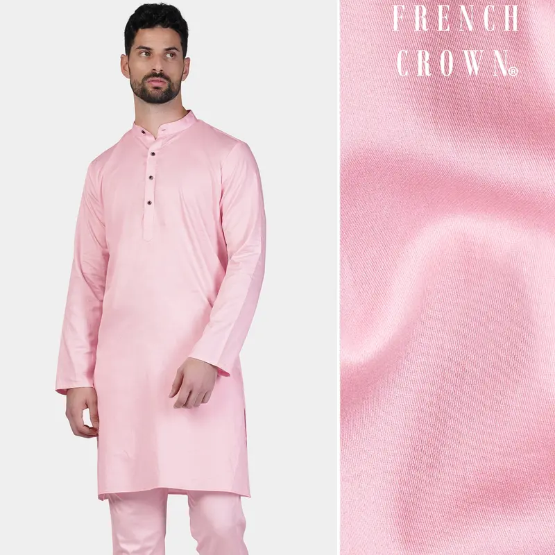 Pastel Pink Subtle Sheen Super Soft Premium Cotton Kurta 1
