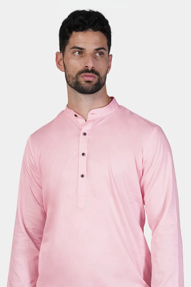 Pastel Pink Subtle Sheen Super Soft Premium Cotton Kurta 4