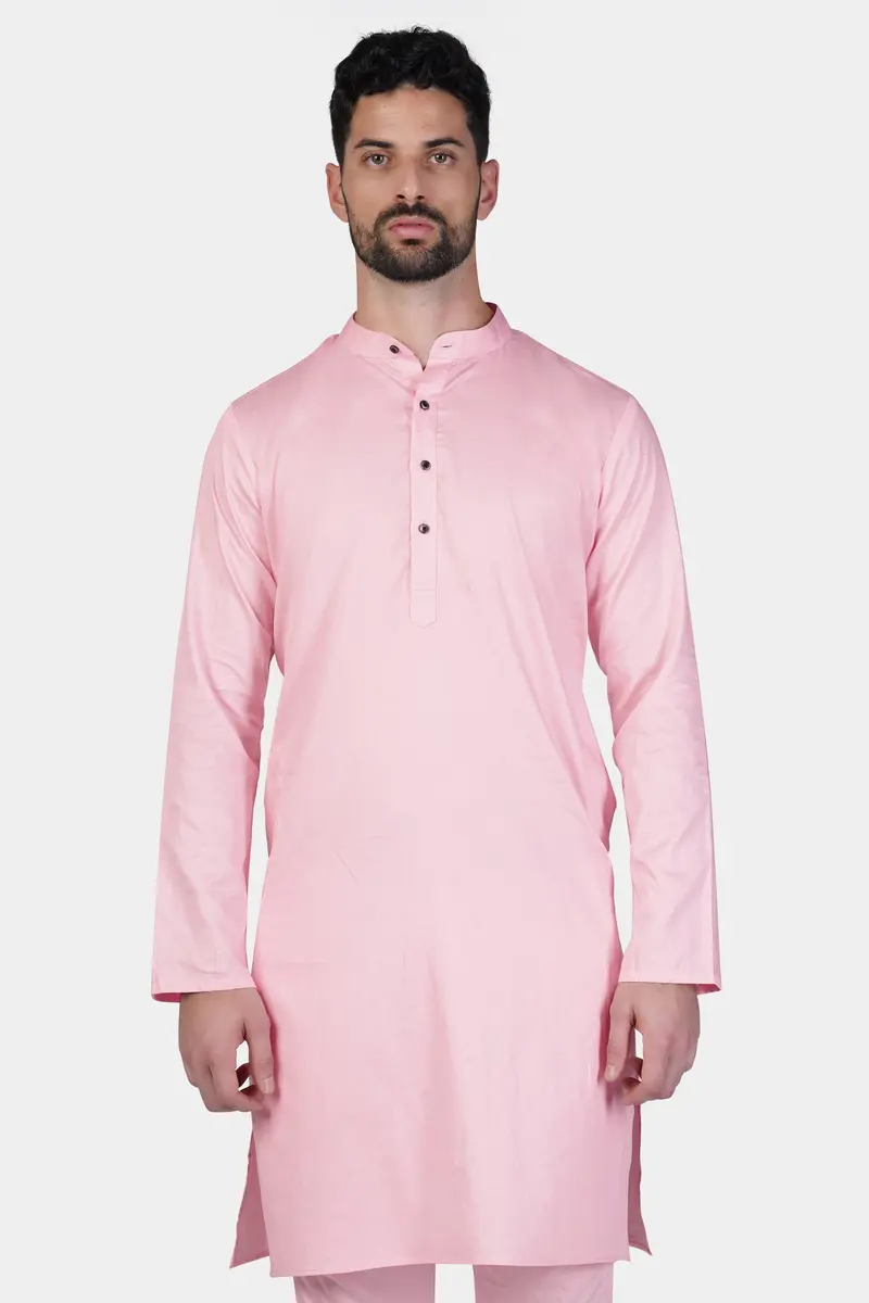 Pastel Pink Subtle Sheen Super Soft Premium Cotton Kurta 5