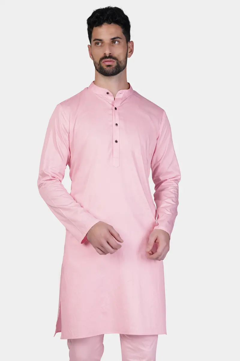 Pastel Pink Subtle Sheen Super Soft Premium Cotton Kurta 6