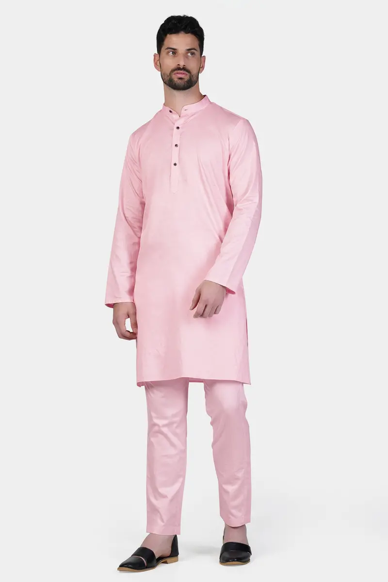 Pastel Pink Subtle Sheen Super Soft Premium Cotton Kurta 8