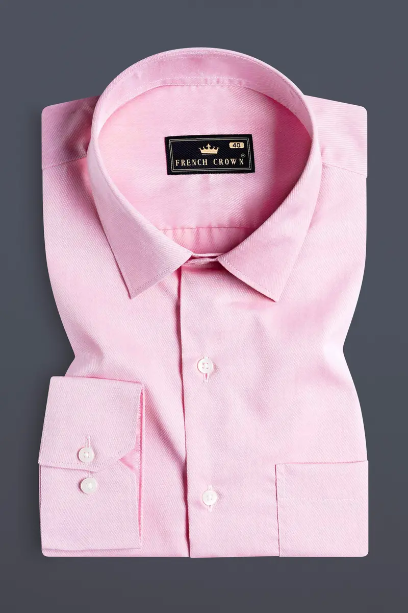 Pastel Pink Twill Premium Cotton Shirt 3