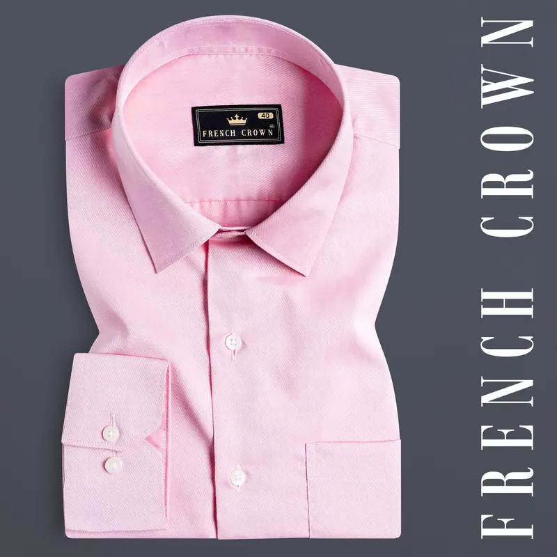 Pastel Pink Twill Premium Cotton Shirt 7