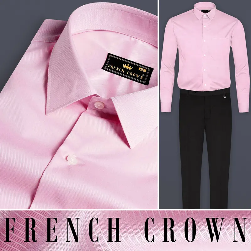Pastel Pink Twill Premium Cotton Shirt 9