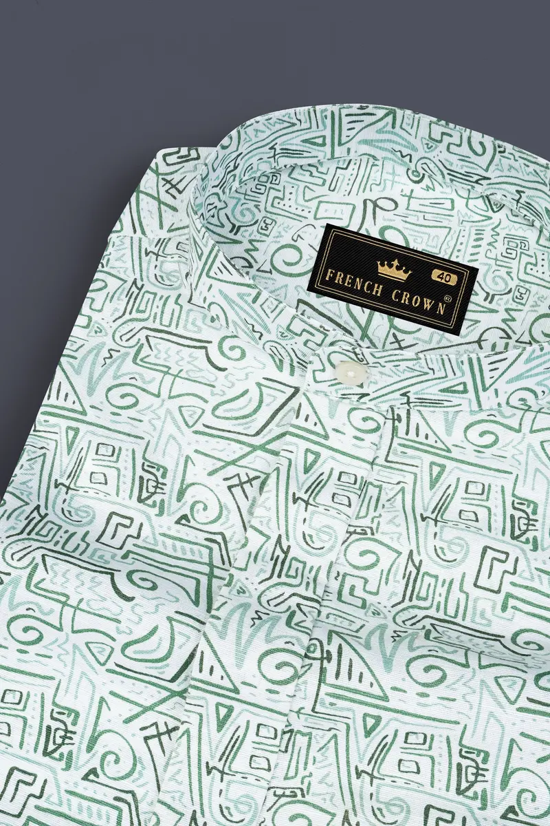 Patina Green Printed Royal Oxford Designer Shirt 2