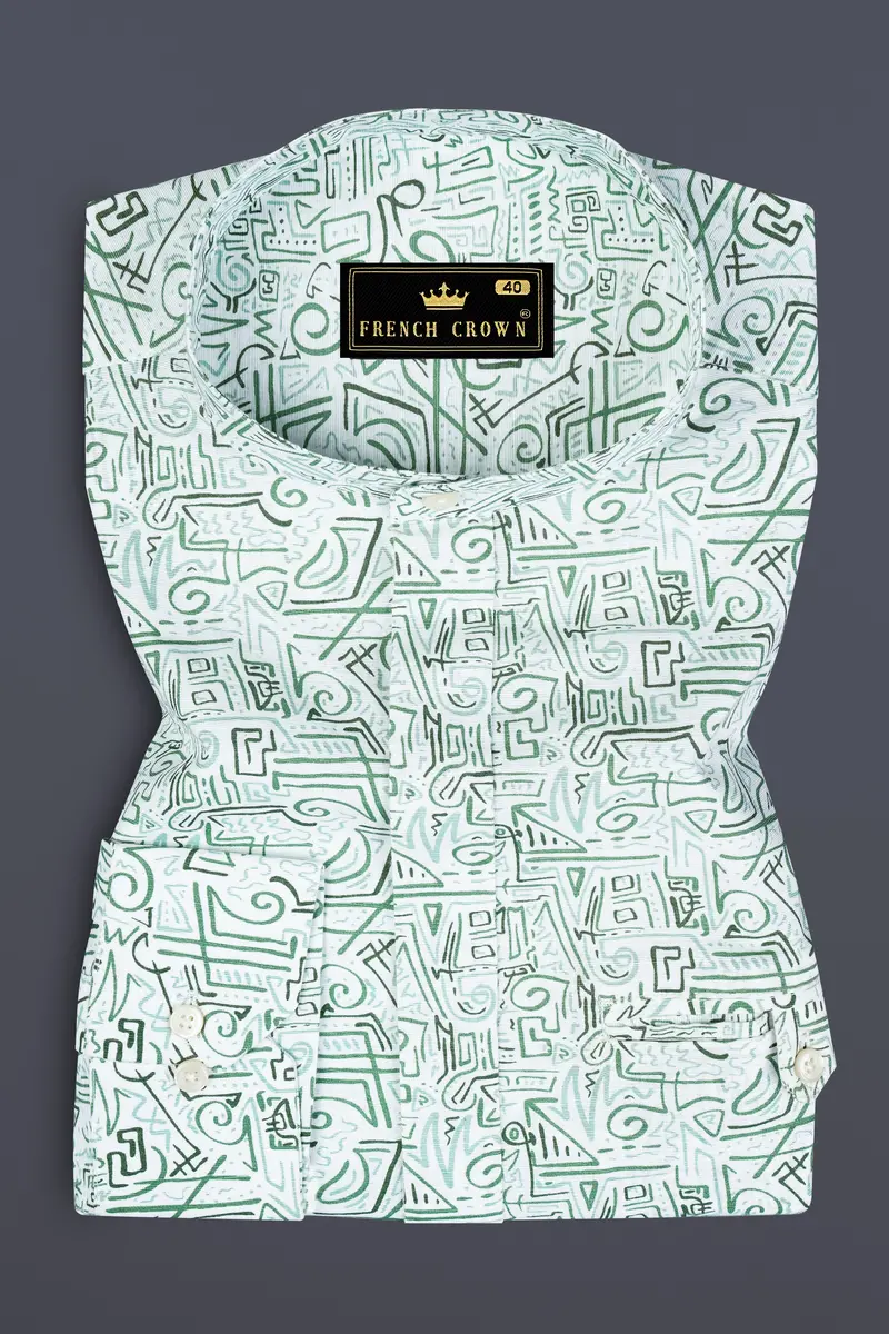 Patina Green Printed Royal Oxford Designer Shirt 4