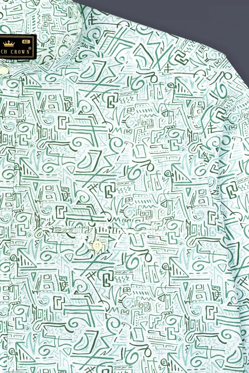 Patina Green Printed Royal Oxford Designer Shirt 5