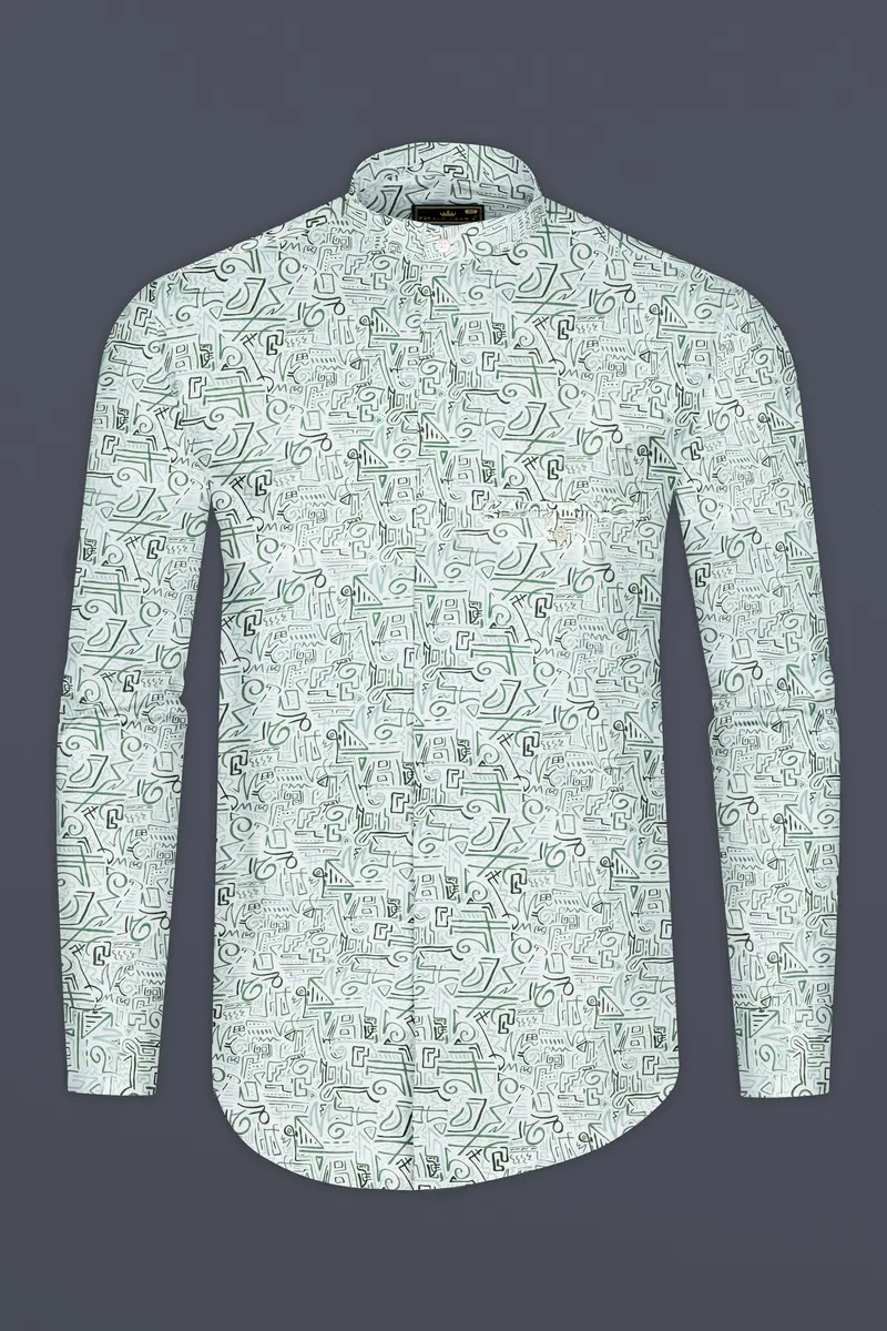 Patina Green Printed Royal Oxford Designer Shirt 6