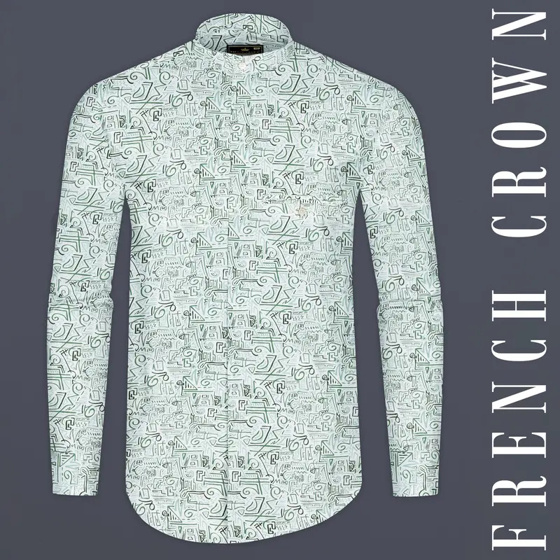 Patina Green Printed Royal Oxford Designer Shirt 9
