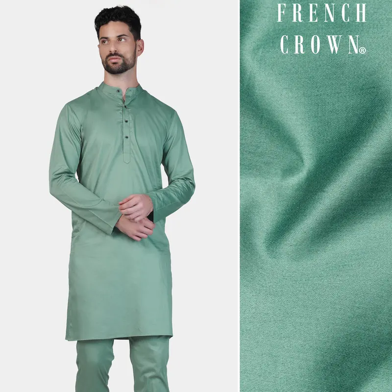 Patina Green Subtle Sheen Super Soft Premium Cotton Kurta 1