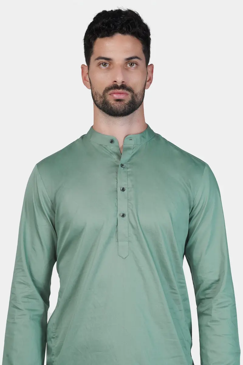 Patina Green Subtle Sheen Super Soft Premium Cotton Kurta 4