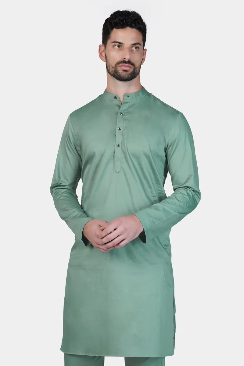 Patina Green Subtle Sheen Super Soft Premium Cotton Kurta 5