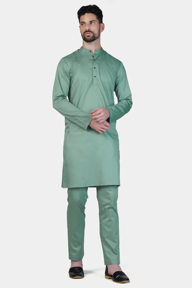 Patina Green Subtle Sheen Super Soft Premium Cotton Kurta 8