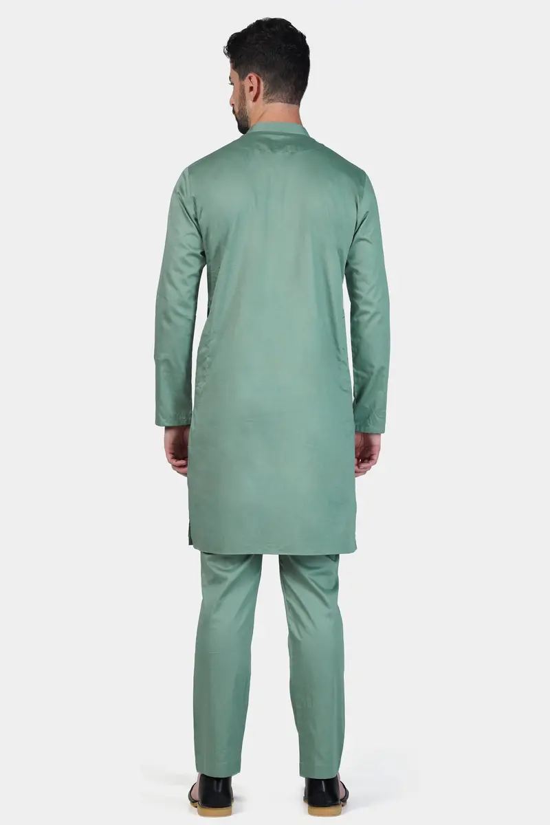 Patina Green Subtle Sheen Super Soft Premium Cotton Kurta 9