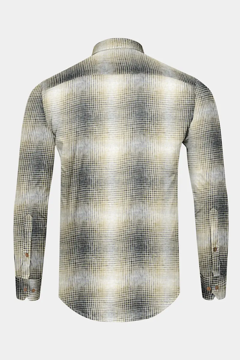 Pavlova Brown And Scarpa Gray Checked Luxurious Linen Shirt 6