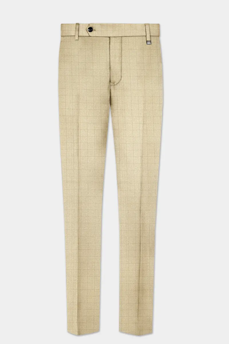 Pavlova Brown With Taupe Brown Checkered Dobby Wool Rich Pant 2