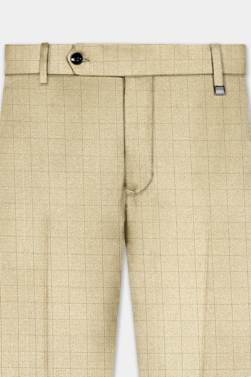 Pavlova Brown With Taupe Brown Checkered Dobby Wool Rich Pant 4