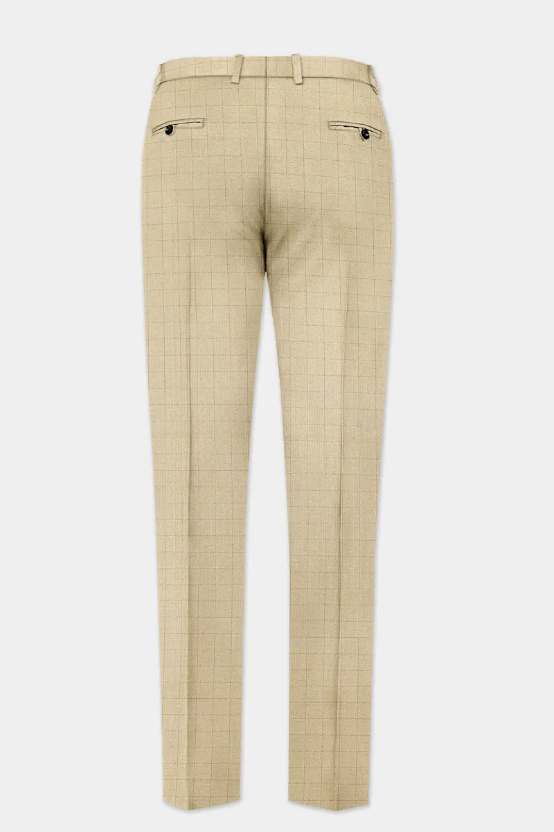 Pavlova Brown With Taupe Brown Checkered Dobby Wool Rich Pant 5